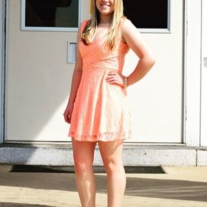 Lace Tangerine Mini Dress